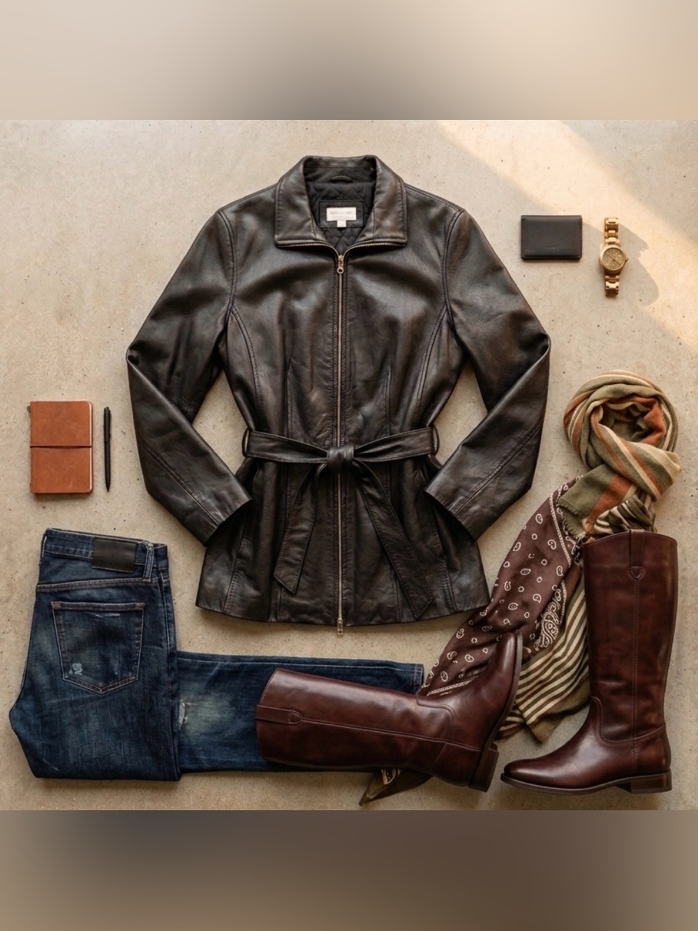 Belted Leather Jacket